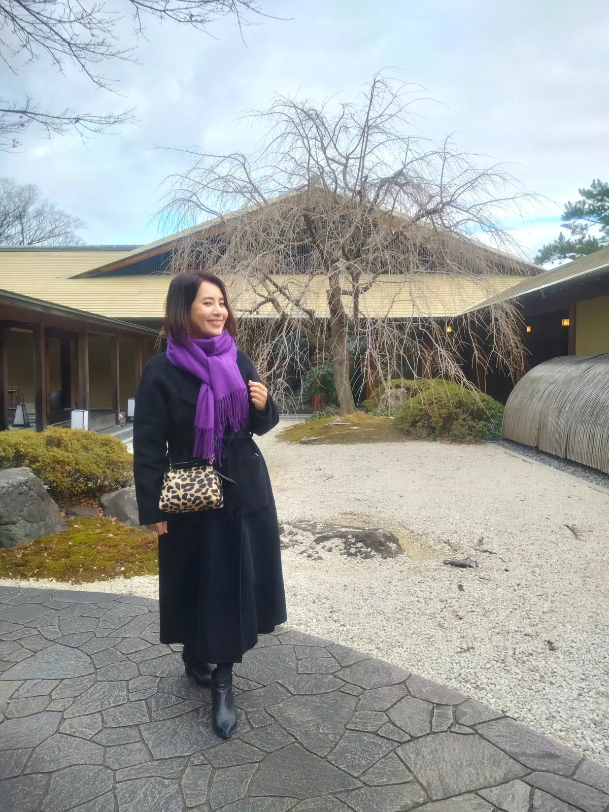 名古屋、徳川園、尾張徳川家、蘇山荘、和カフェ、40代ファッション、スタイルデリのコート、低身長コーデ