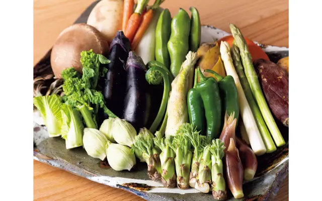 器に盛られた素材がメニューがわり。魚介類や一品料理については料理長に気軽に質問を