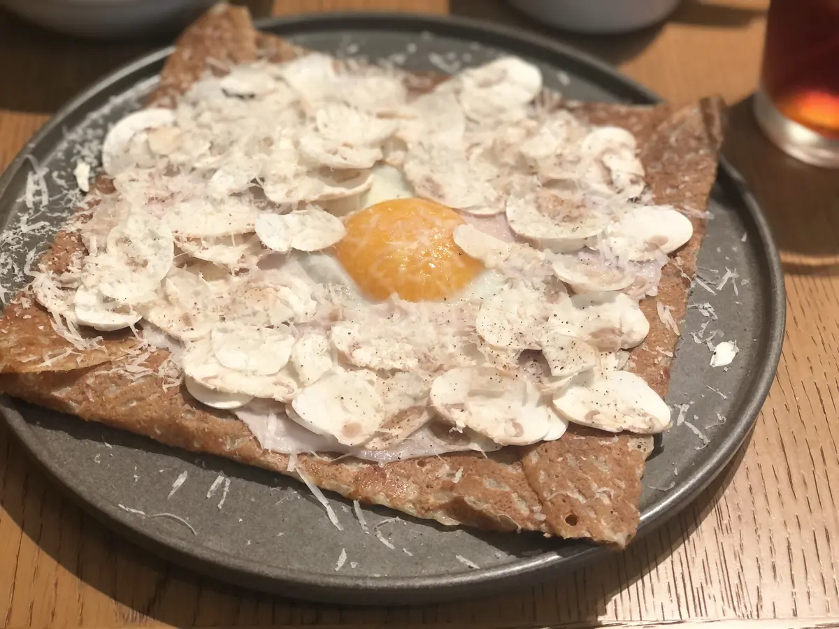 ガレット。トリュフ。マッシュルーム。ハム。玉子。半熟卵。ランチ。恵比寿。The Latria Table HEARTH。 ハース。恵比寿。ハース恵比寿店。