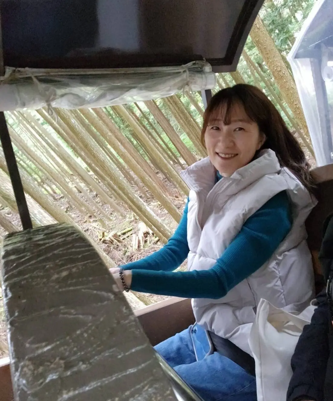 鍾乳洞に感動した後はモノレールで下山。なんとバックで進みます。