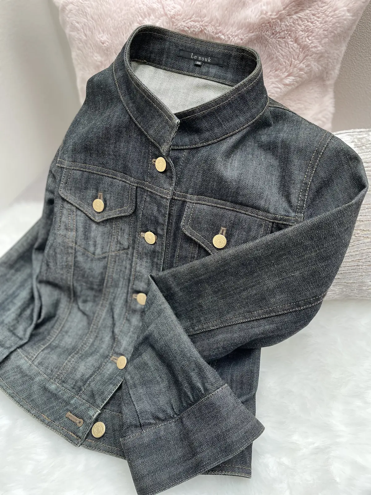 もうすぐ満開🌸ノーカラーデニムジャケットの画像_2