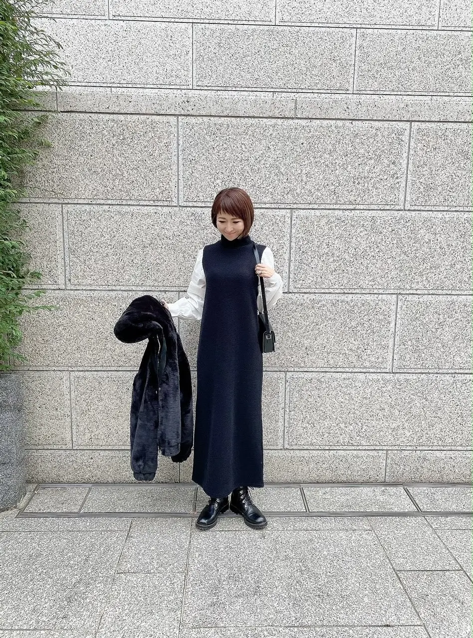 シャツINニットワンピース