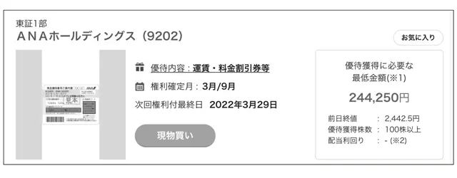 ANAホールディングス（9202） 株主優待