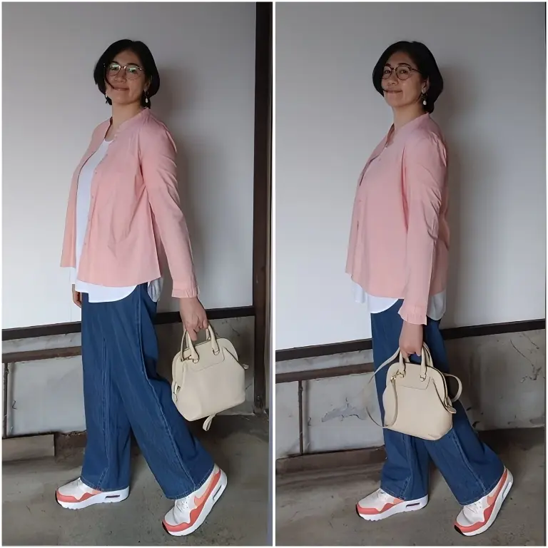 ピンクシャツ全身×2