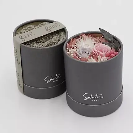 feel ［育てるタオル］ feel DECOR 《フィール デコール》 プチフェイス＋プリザーブドフラワー：ミスティピンク ￥5,500（税込）