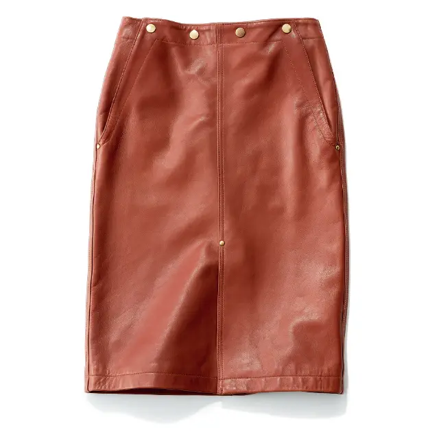 ブラウン　レザータイトスカート　サイ