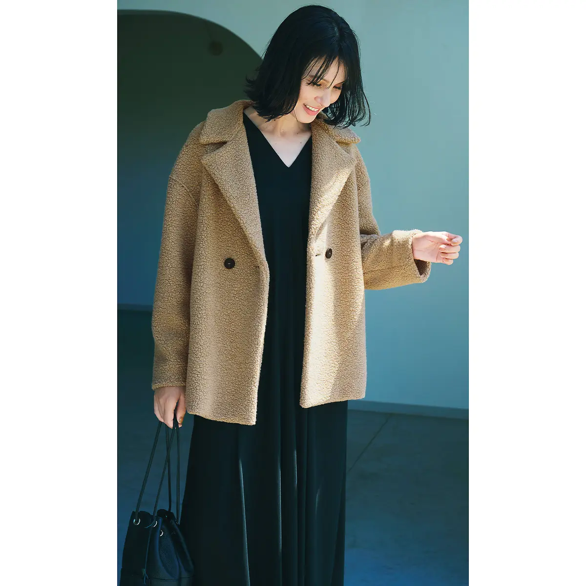 HARRIS WHARF LONDON ウールボア風ショートジャケット