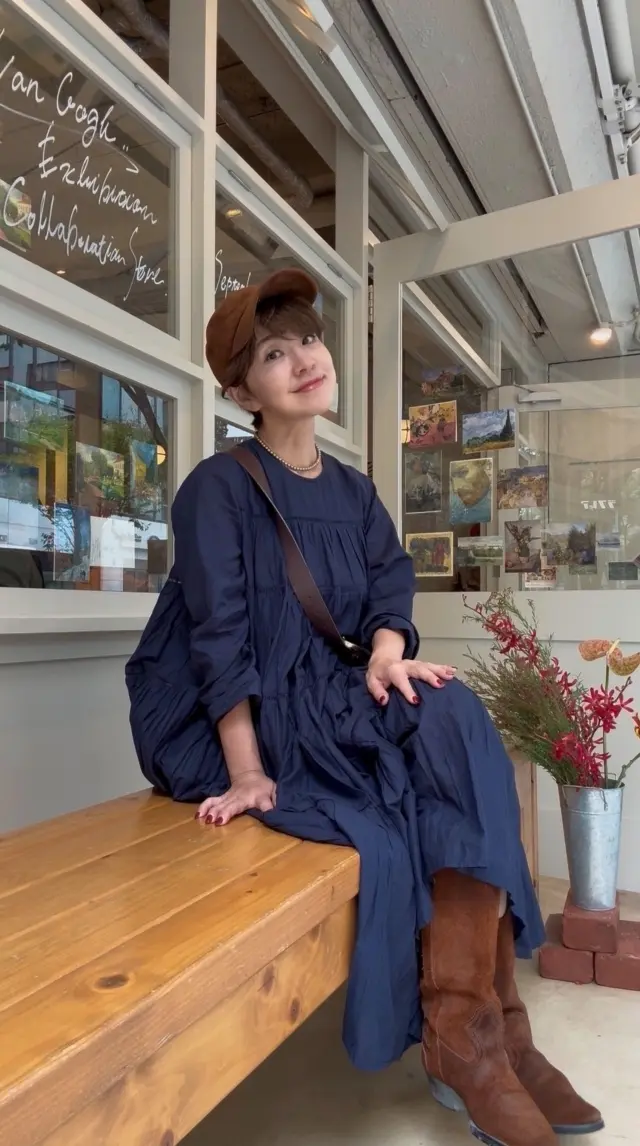 ネイビー×ブラウンで秋色コーデ。神戸おしの画像_1