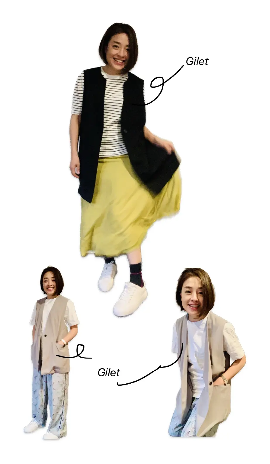 グレージュ色のジレ