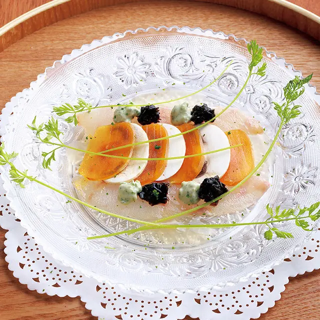 京都の三条京阪にあるフレンチレストラン「新門前 米村」の甘鯛の昆布締め