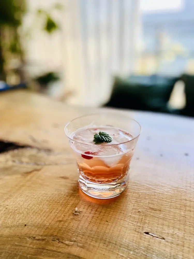 クランベリーとクコの実ビネガーのソーダ割り