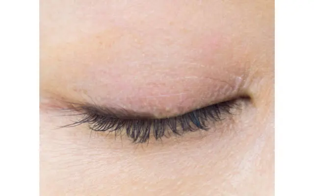 ステップ1で描いたアイラインの仕上がりがこちら。次に描くはね上げラインの土台や、描き始めの目安に。