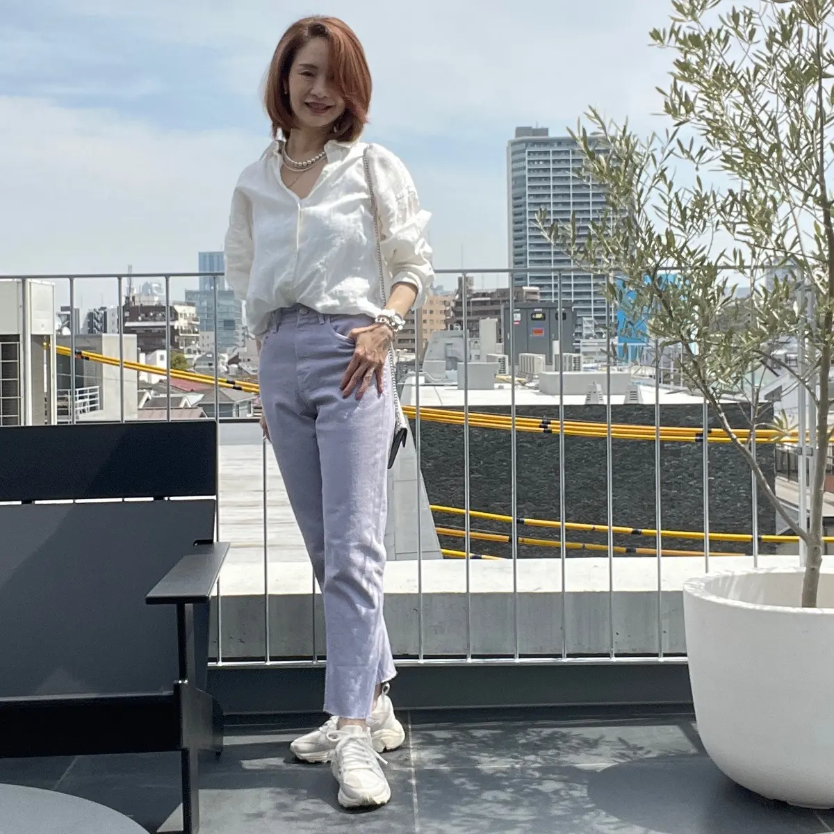 カラーデニム とお気に入り白Tシャツで☆の画像_4