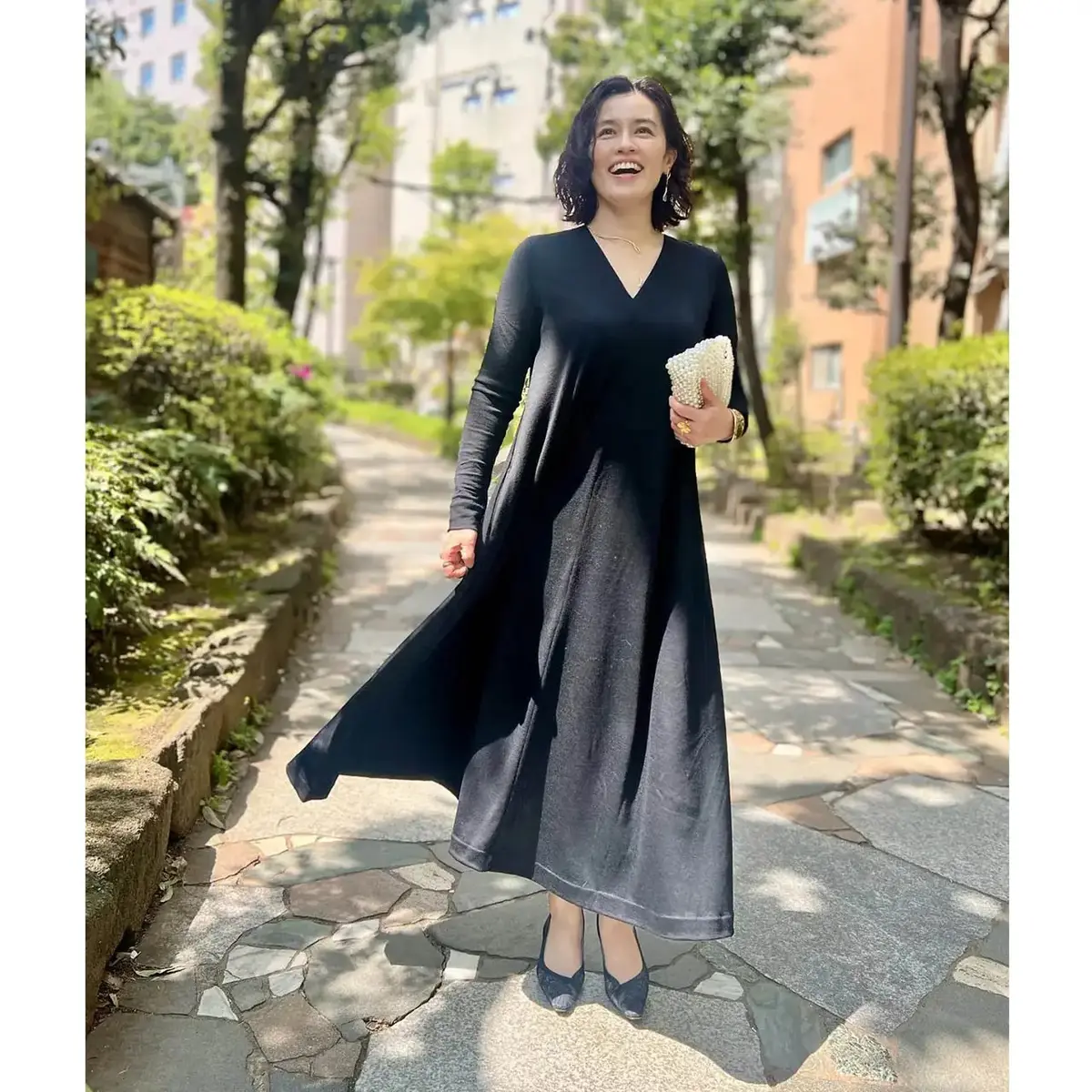 水口宜子さんのワンピースコーデ