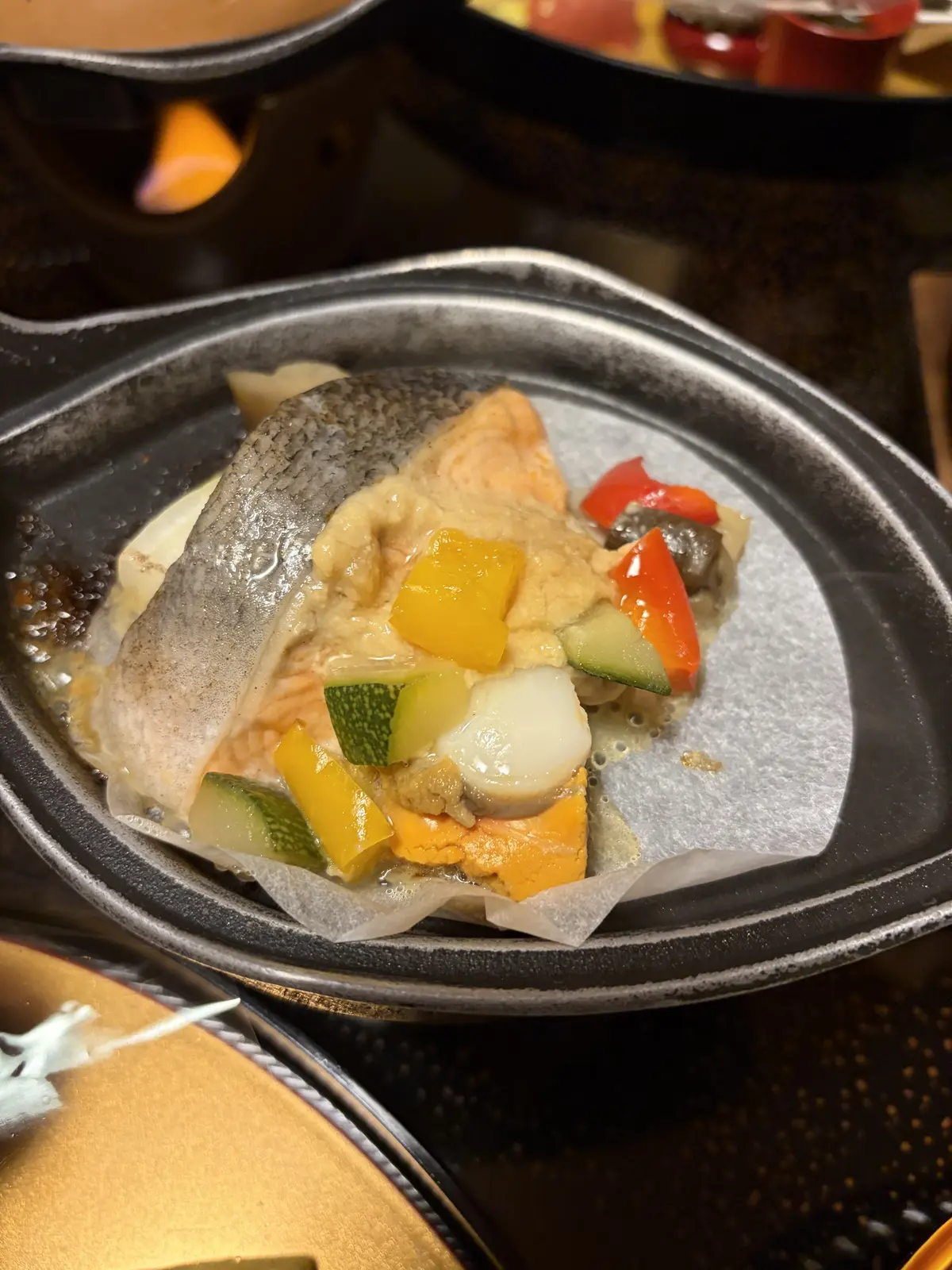 シャケと彩り野菜の焼き物