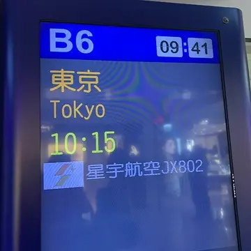 スターラックス航空802便、東京行きの看板