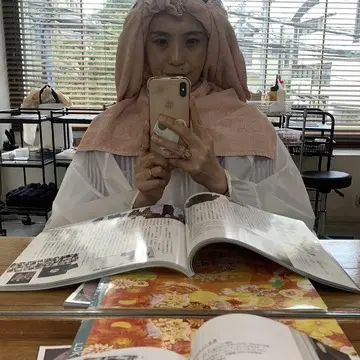 パーマ中　自撮り