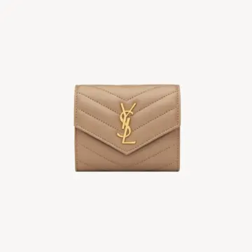 サンローラン　マルチフォールドウォレット　ナチュラルタン