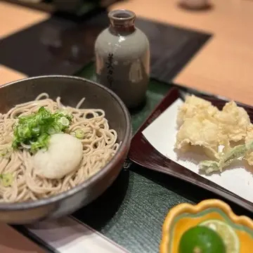 すだちおろし蕎麦と鱧の天ぷら