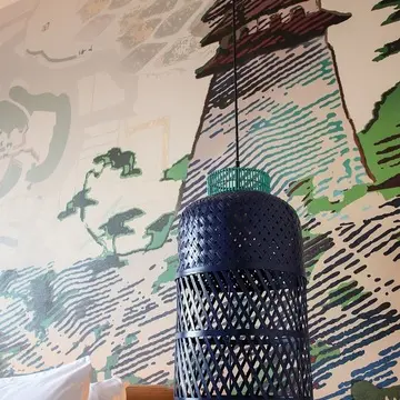 鵜飼のかごをモチーフとしたランプシェード