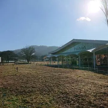 PRADAの向こうにうっすら見える山は軽井沢プリンスホテルスキー場