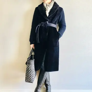 異素材コートコーデ①