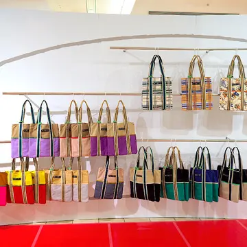 カラーブロックキャンバスバッグ　