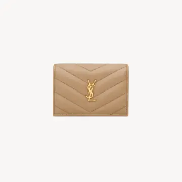 サンローラン　オリガミタイニーウォレット　ナチュラルタン