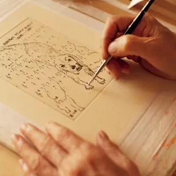 乾いてから、グアッシュで着彩