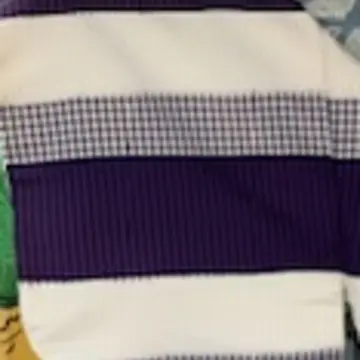 曽根松兵衛衣装　白紫紺しじら織段熨斗目白毛抜口着付