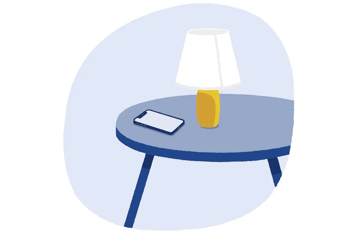 スマホと電気スタンドのイラスト