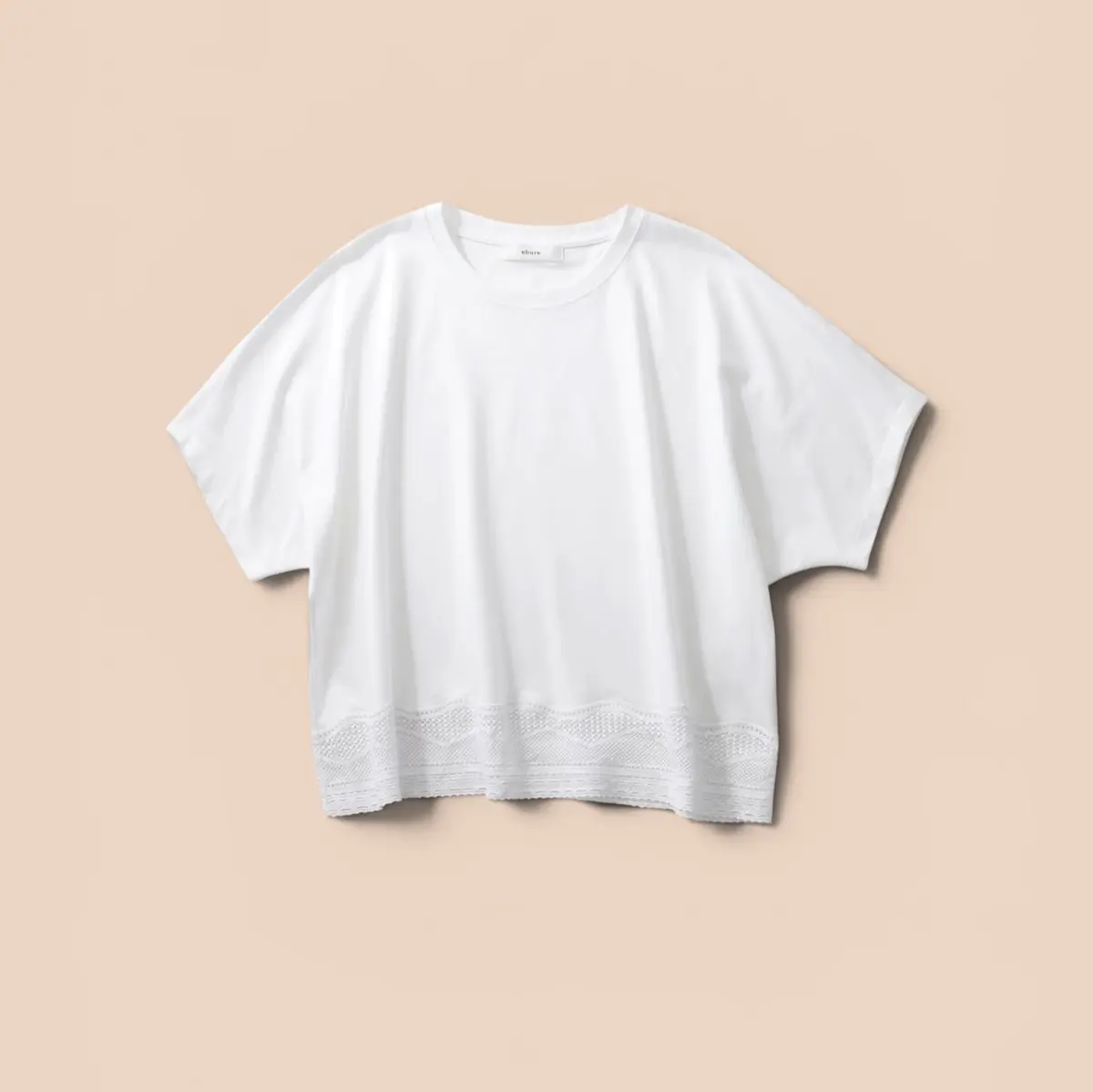 エブール　Tシャツ インコンバージョンレース デザインヘムカットソー　白