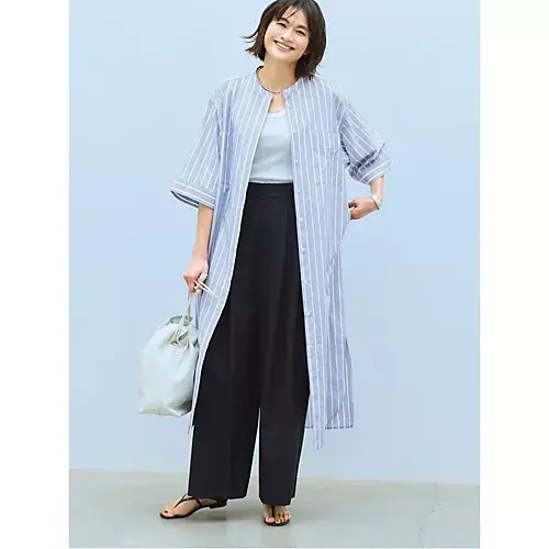 E by eclat drawell for E by eclat カラミストライプワンピース ￥38,500