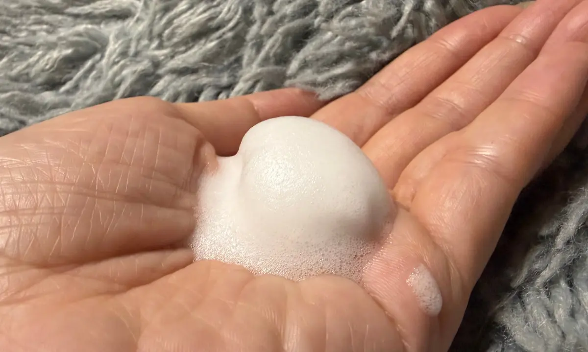 手のひらにフォームを載せている様子