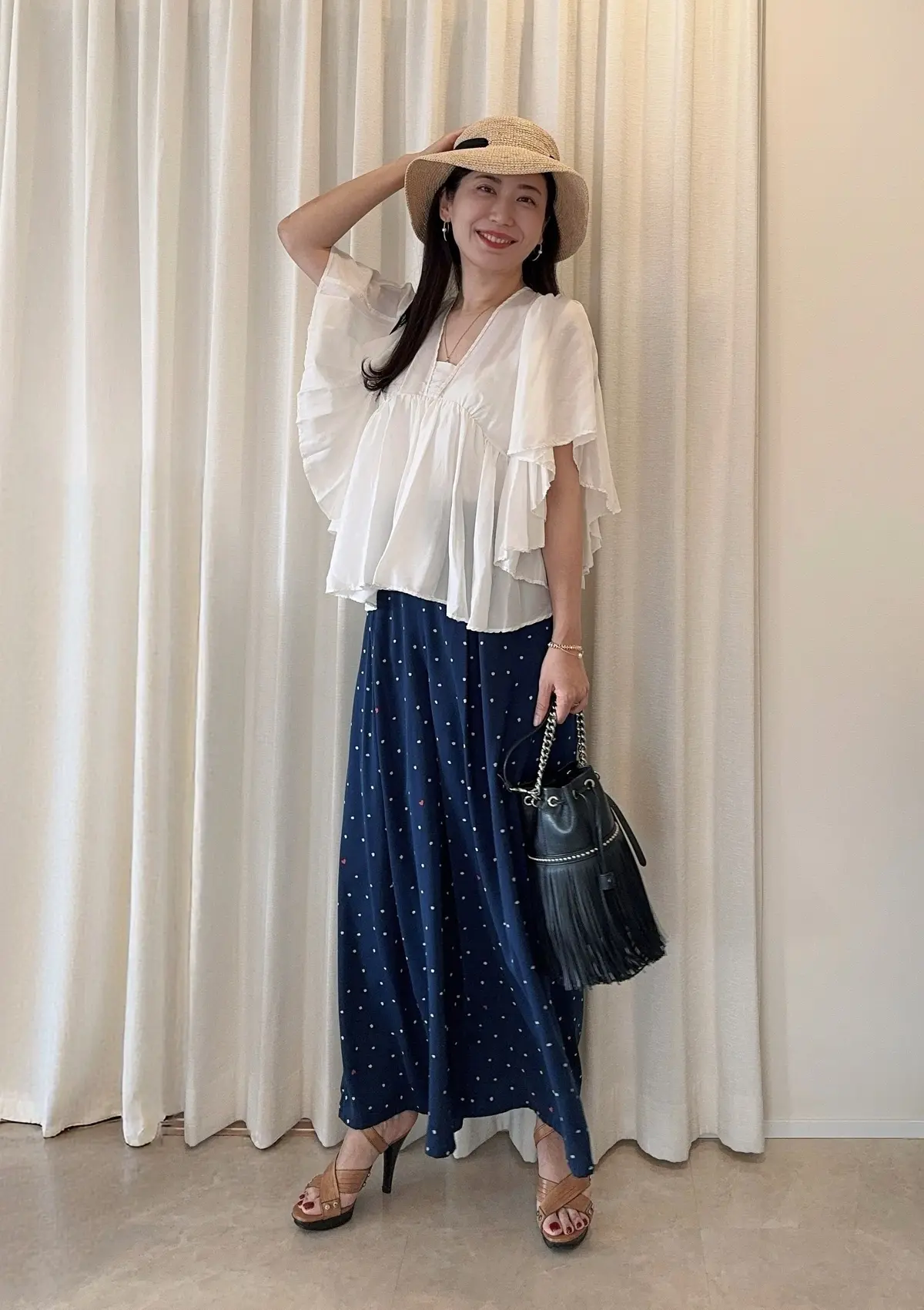 エクラ 華組 與儀加奈子さん　50代　帽子コーデ　夏コーデ