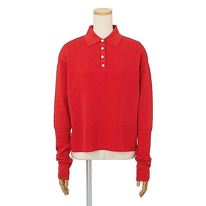 Room no.8 for E by eclat ポロ衿パールボタンニット
￥26,400　レッド　