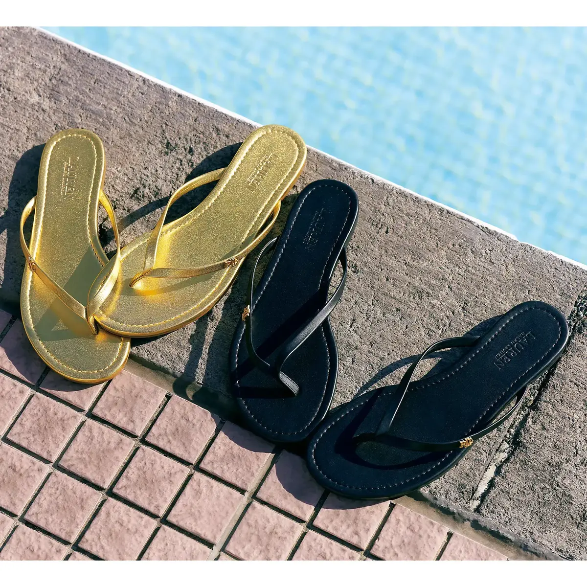 LAUREN RALPH LAUREN レザートングサンダル