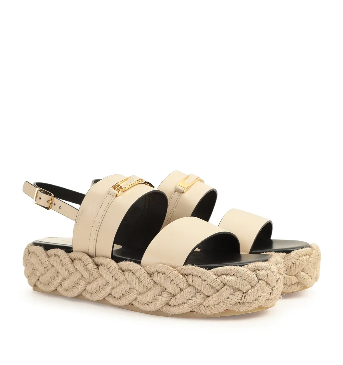 セルジオロッシ　「BITT」コレクション アイボリープラットフォームサンダル