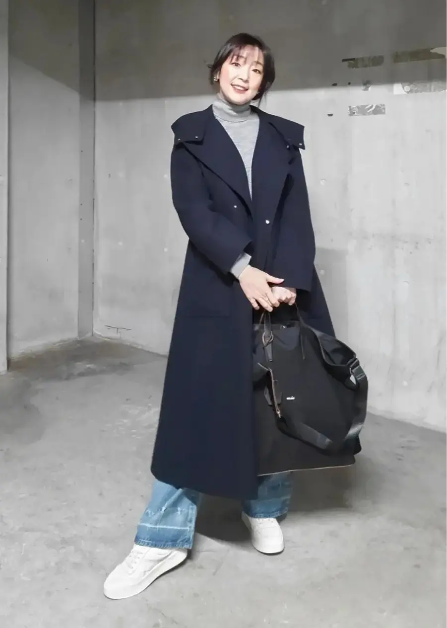 京都　冬旅　スニーカー デニムコーデ