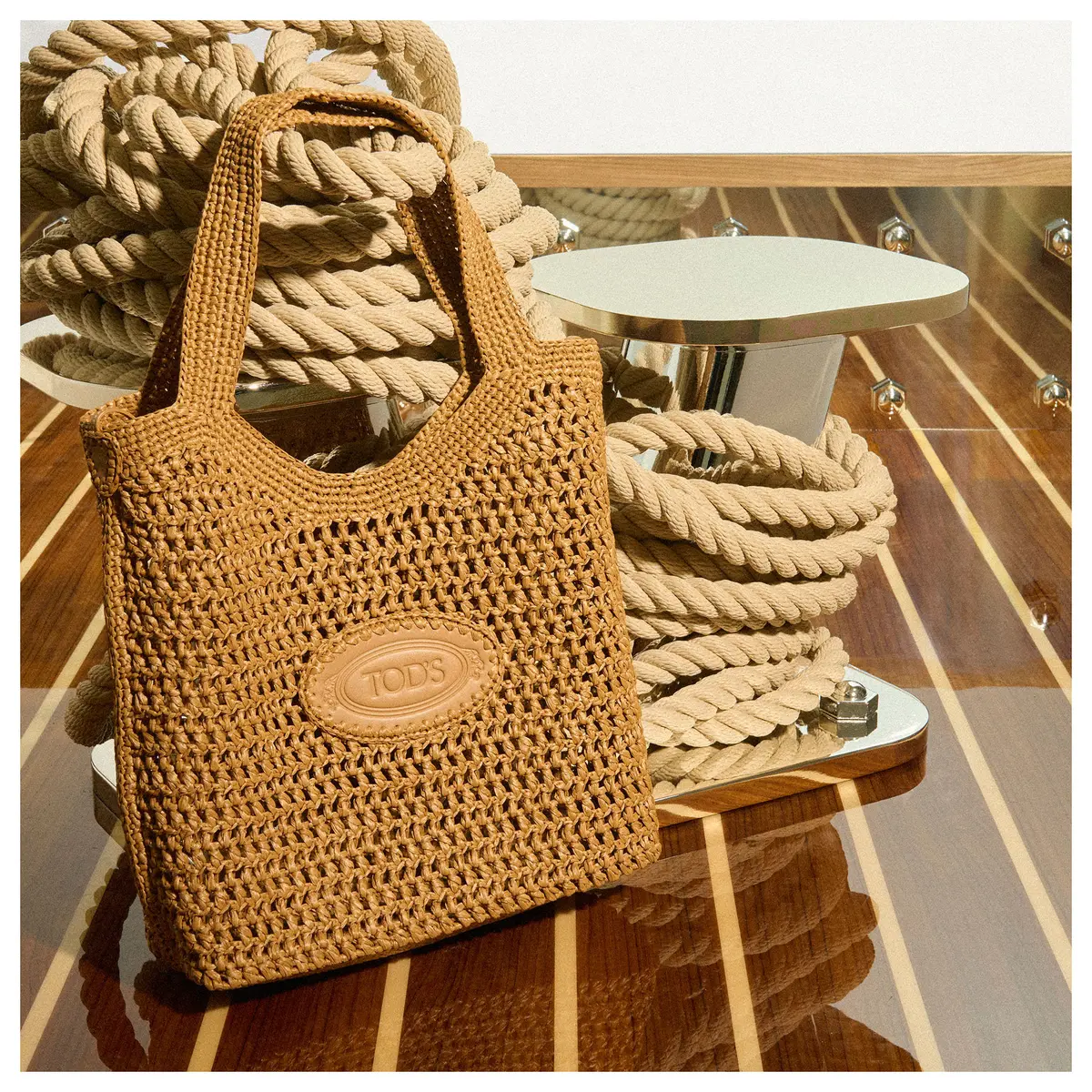 トッズ　クロシェ編みバッグ ベージュ