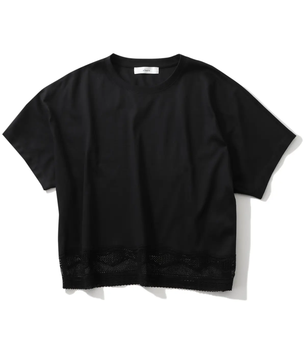 エブール　Tシャツ インコンバージョンレース デザインヘムカットソー黒