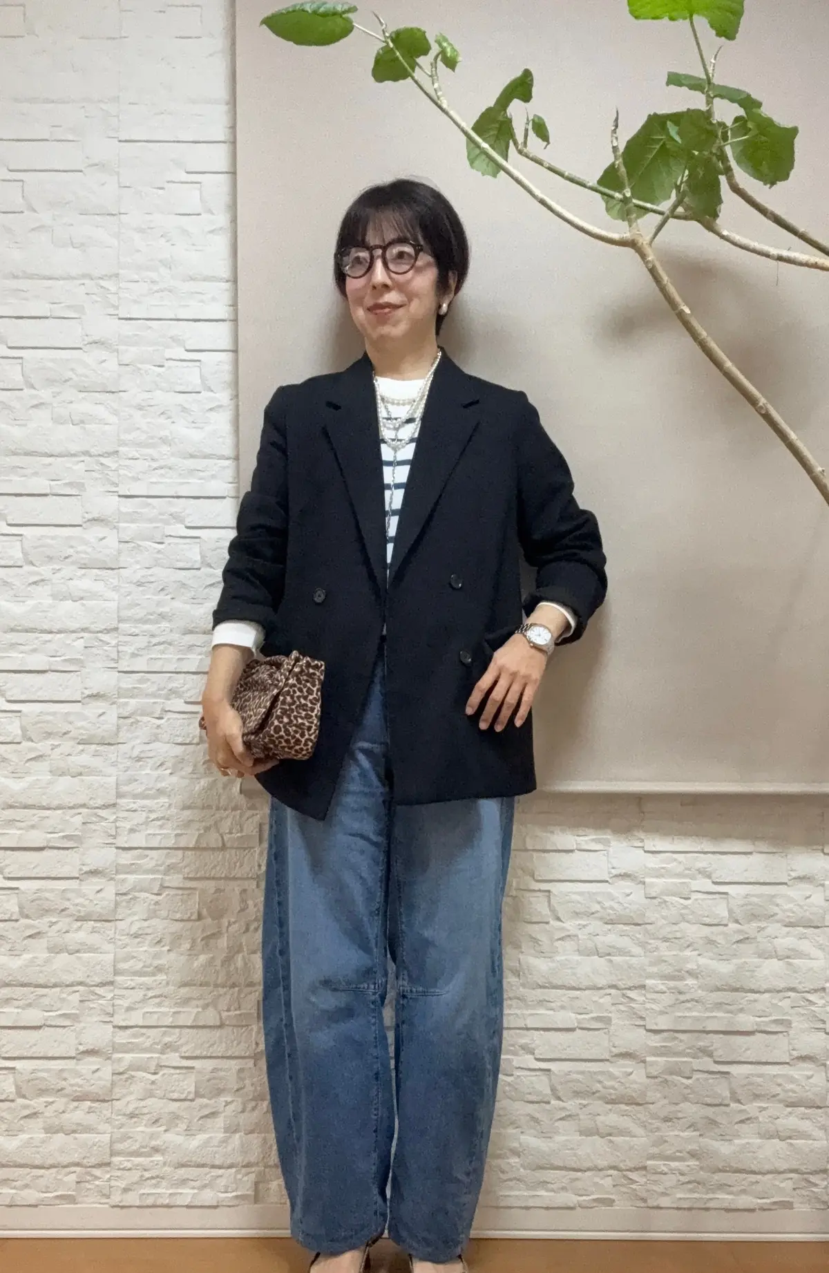 GUの白×ブルーボーダーニットで春コーデの画像_3