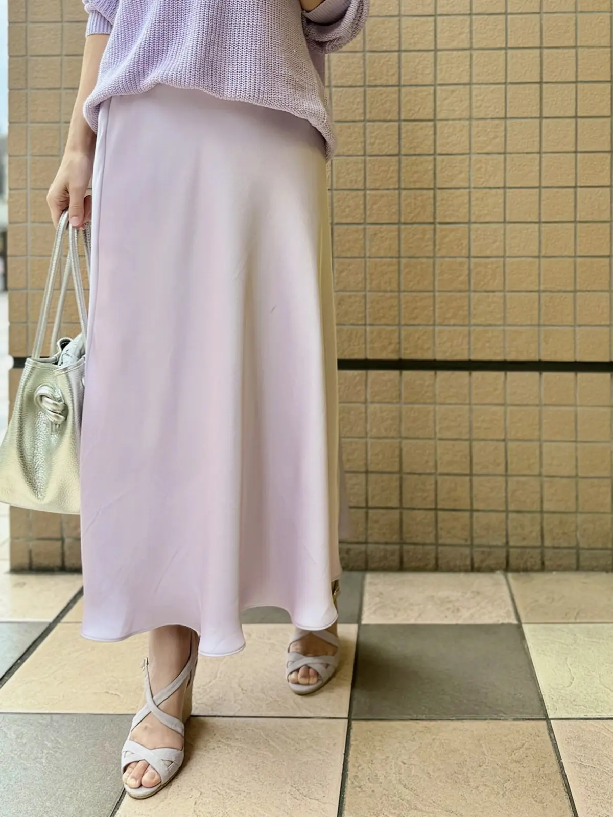 ユニクロサテンスカート　ユニクロC ライトパープル