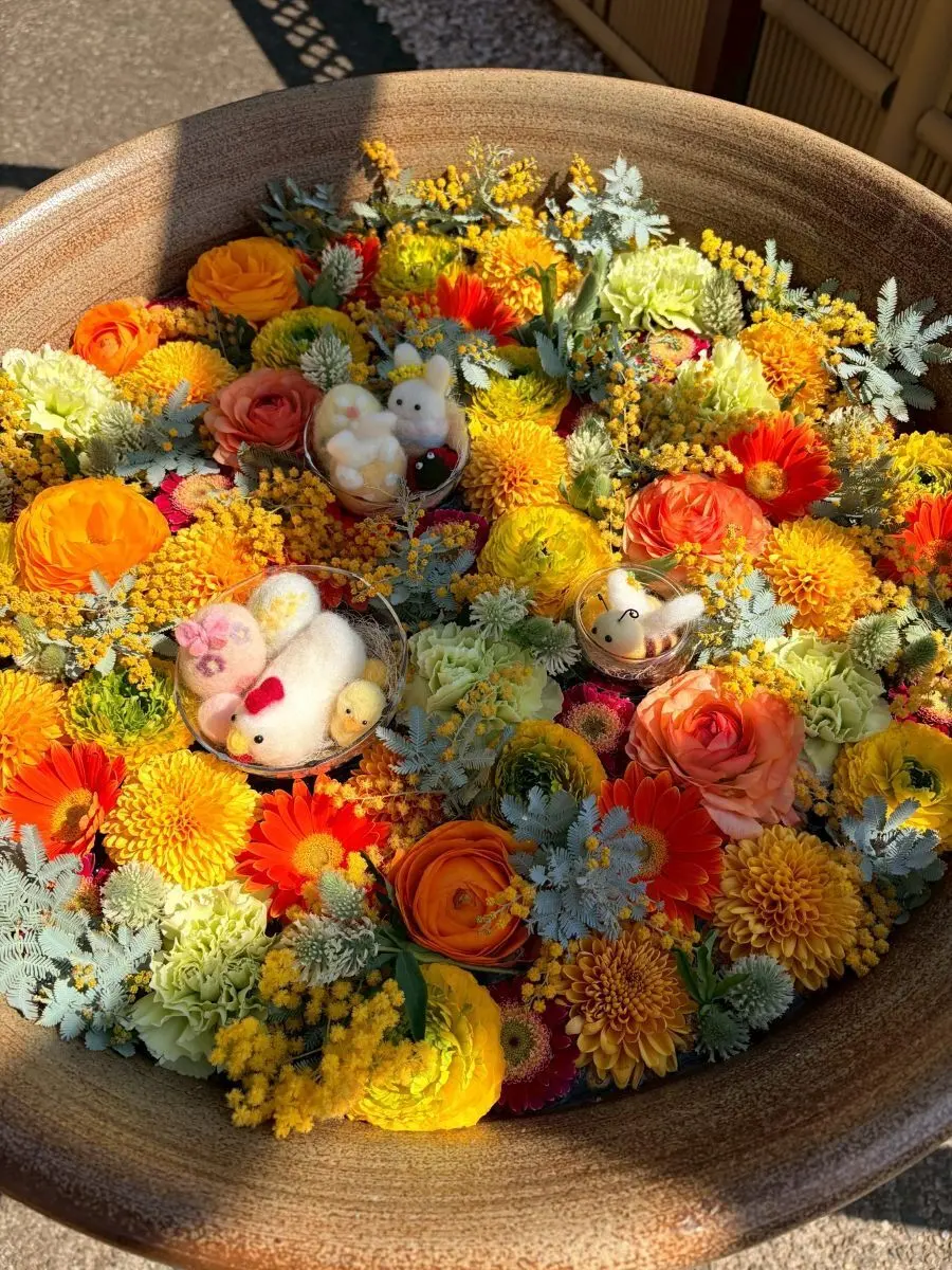 最明寺の花手水