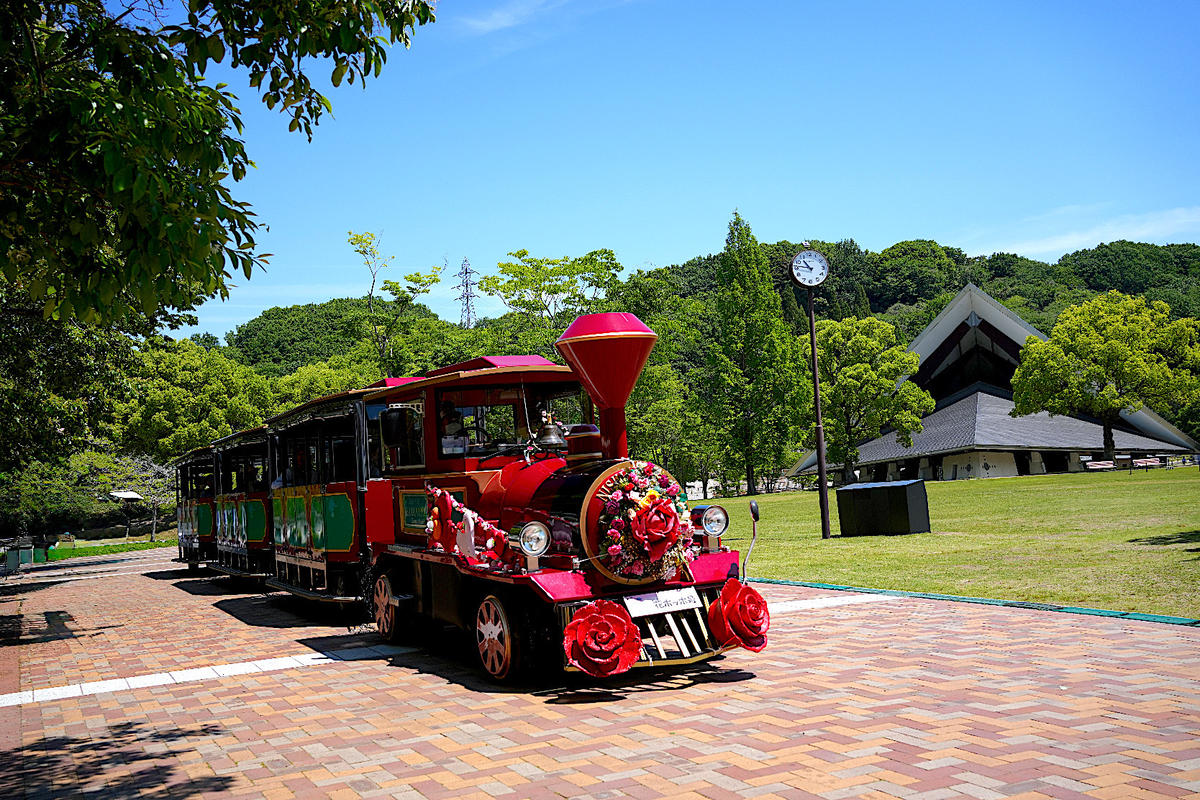 園内を走る花ポッポ号。