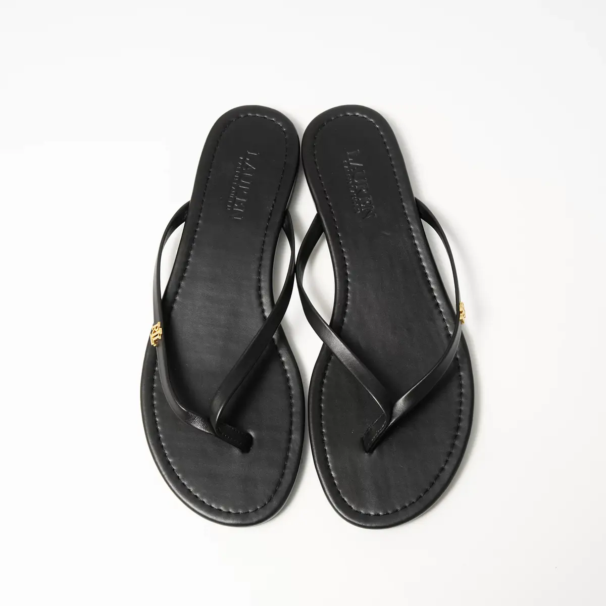 LAUREN RALPH LAUREN レザートングサンダル ￥14,300　黒