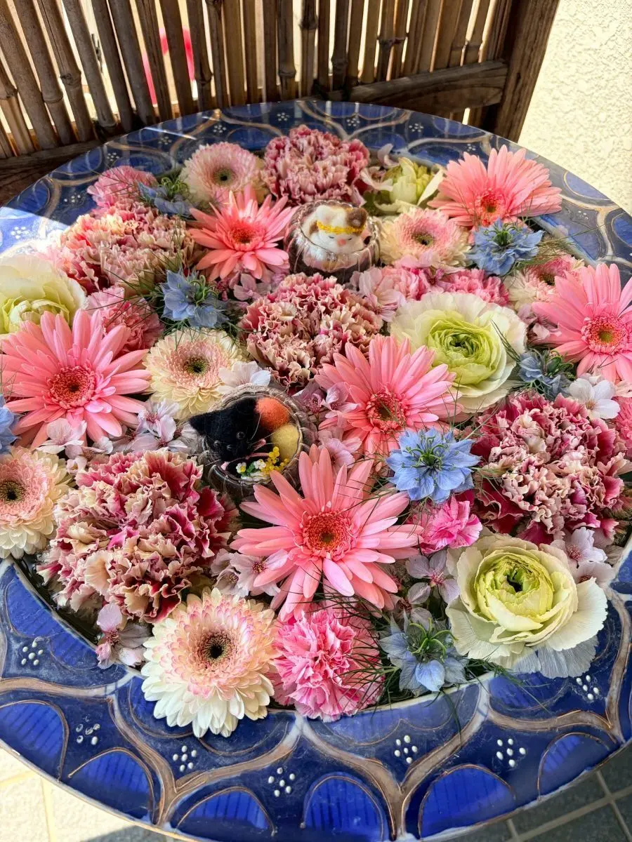 最明寺の花手水