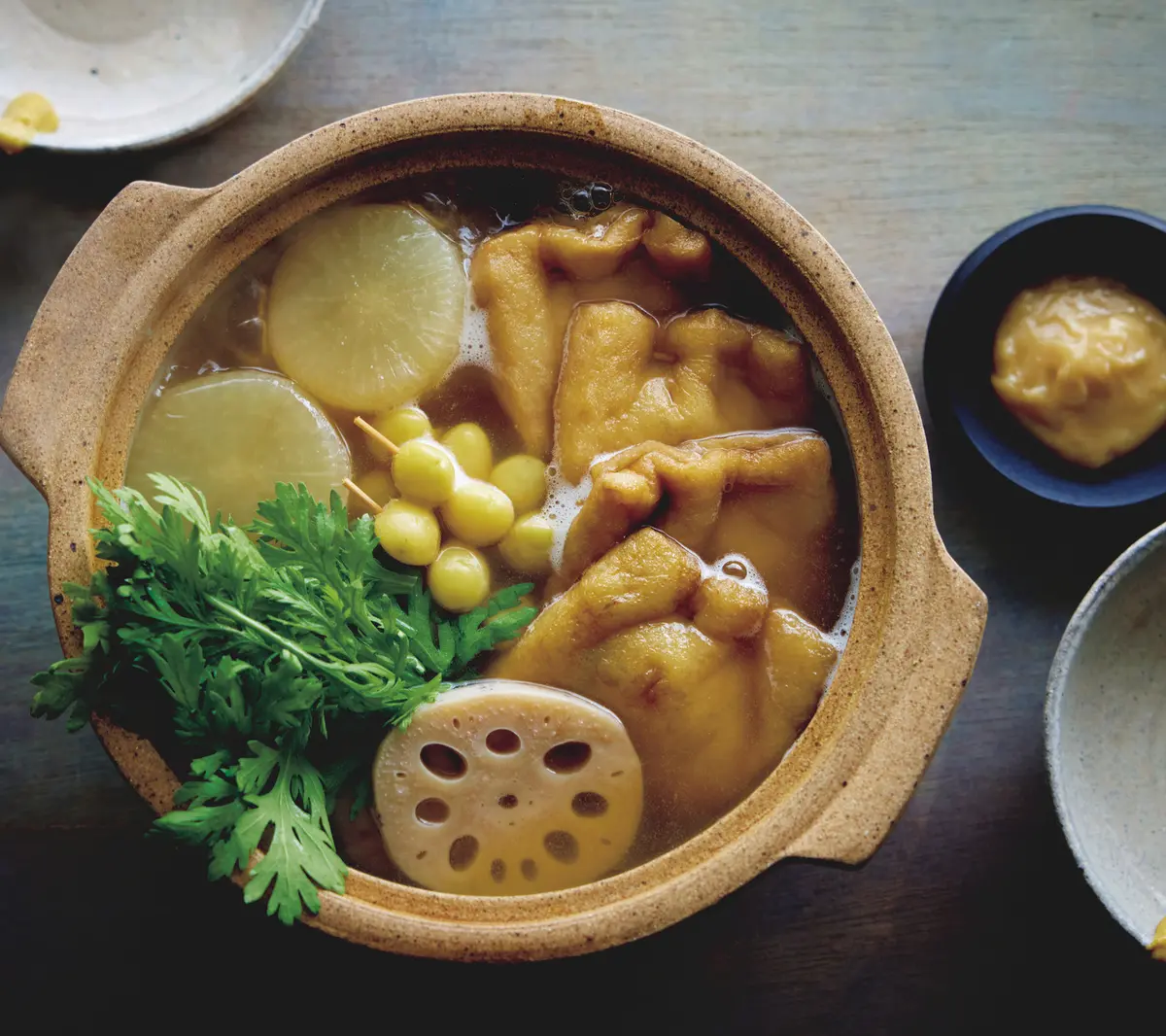 尾崎史江さんさんのいたわり鍋　田楽味噌の 宝袋おでん