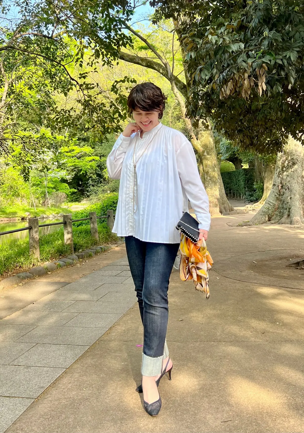 エクラ 華組 水口宜子さんのシャツコーデ　50代　夏コーデ　全身コーデ