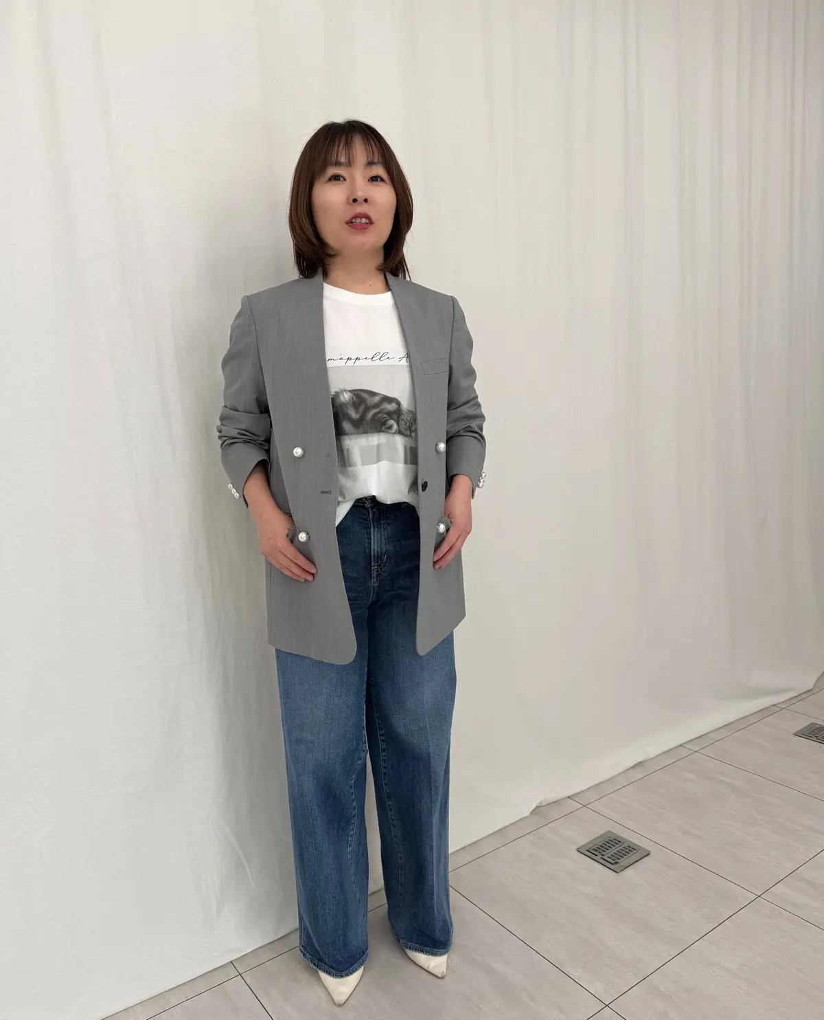 CINOH 【HPS別注】 パールボタン ノーカラージャケット ￥61,600